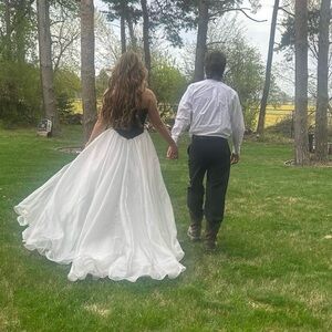 Rachel Allan Black and White Prom Dress